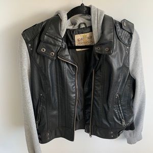 Leather Sweatshirt Jacket